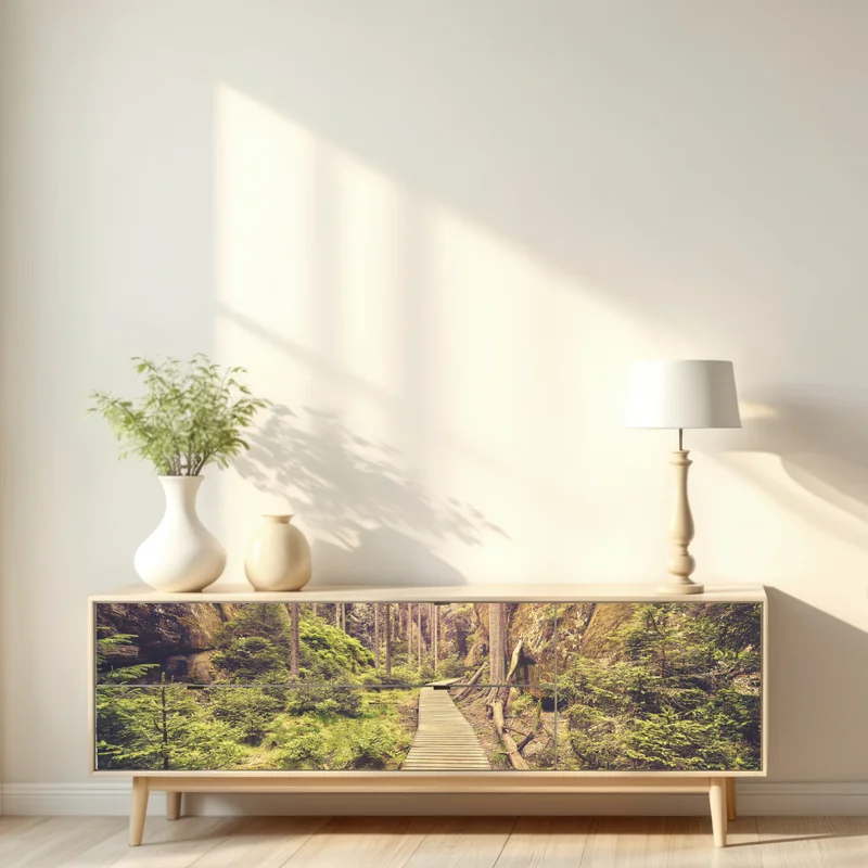 Repositionierbarer Aufkleber sonniger holzsteg in Adrspach Teplice