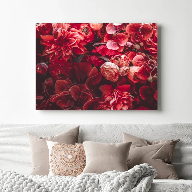 Leinwandbild prächtiges blütenmeer in tiefroten tönen Leinwandbild prächtiges blütenmeer in tiefroten tönen