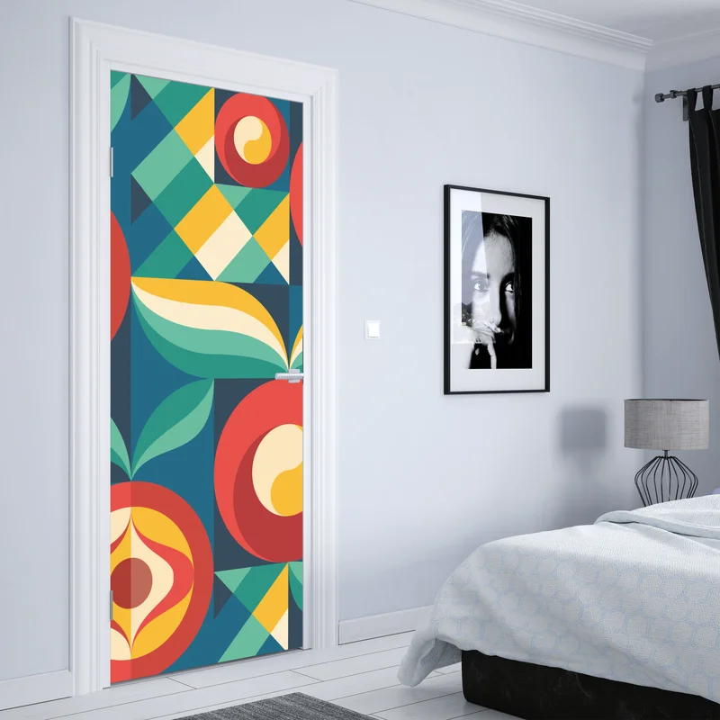 Türaufkleber lebhaftes geometrisches blumenmuster Türaufkleber lebhaftes geometrisches blumenmuster