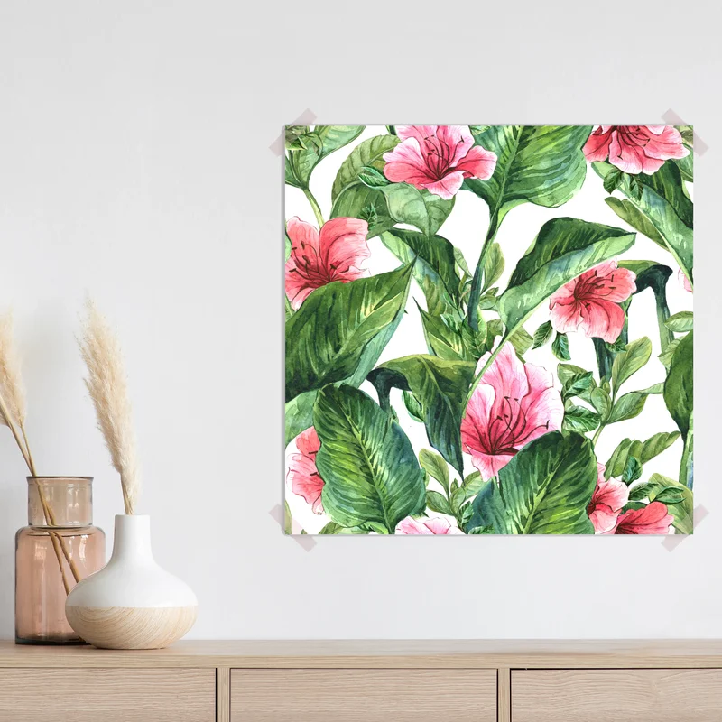 Poster rosa aquarell blumen botanikmotiv Poster rosa aquarell blumen botanikmotiv