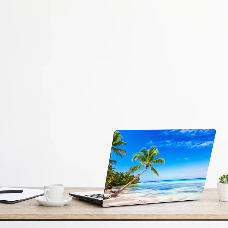 Naklejka na laptopa tropikalna plaża z palmą