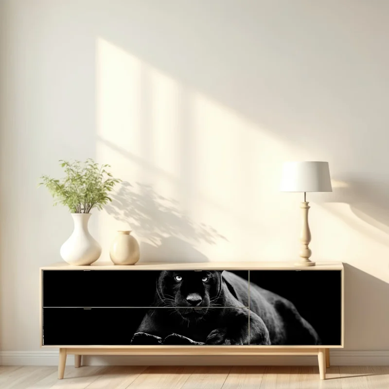 Repositionierbarer Aufkleber majestätisches porträt eines schwarzen panthers Repositionierbarer Aufkleber majestätisches porträt eines schwarzen panthers