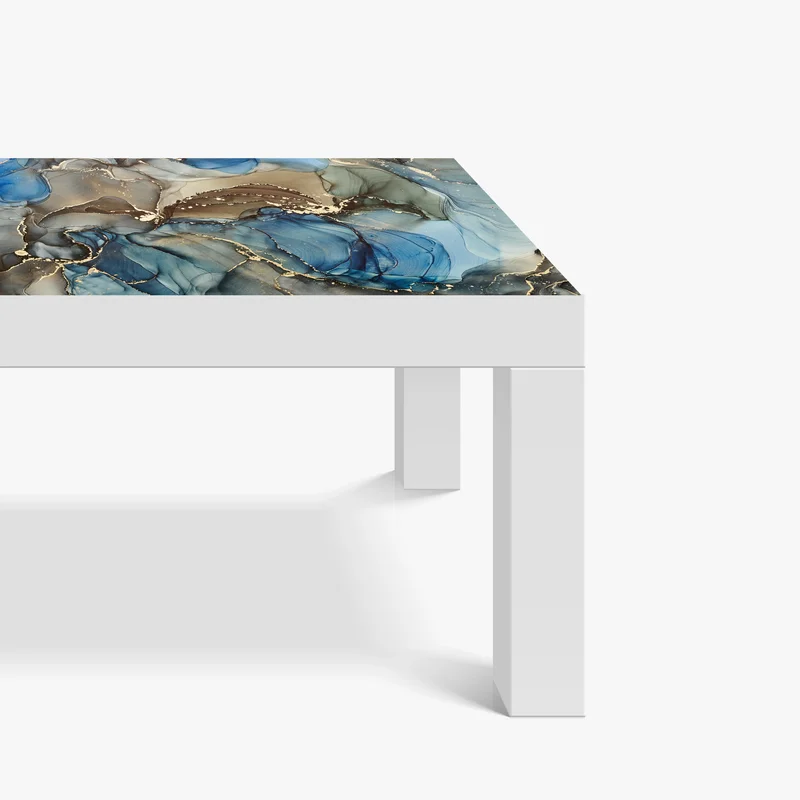 Tischaufkleber und Schreibtischaufkleber blaue und goldene flüssige abstraktion