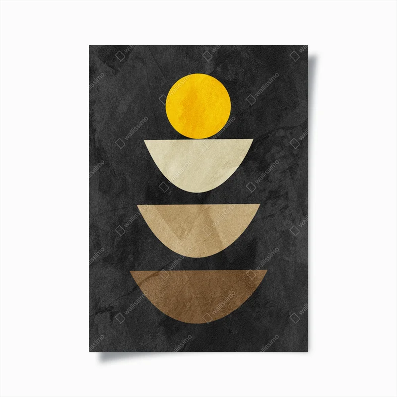 Poster gestapelte geometrische komposition mit gelbem kreis • Poster bei Wallnifity® Poster gestapelte geometrische komposition mit gelbem kreis • Poster bei Wallnifity®