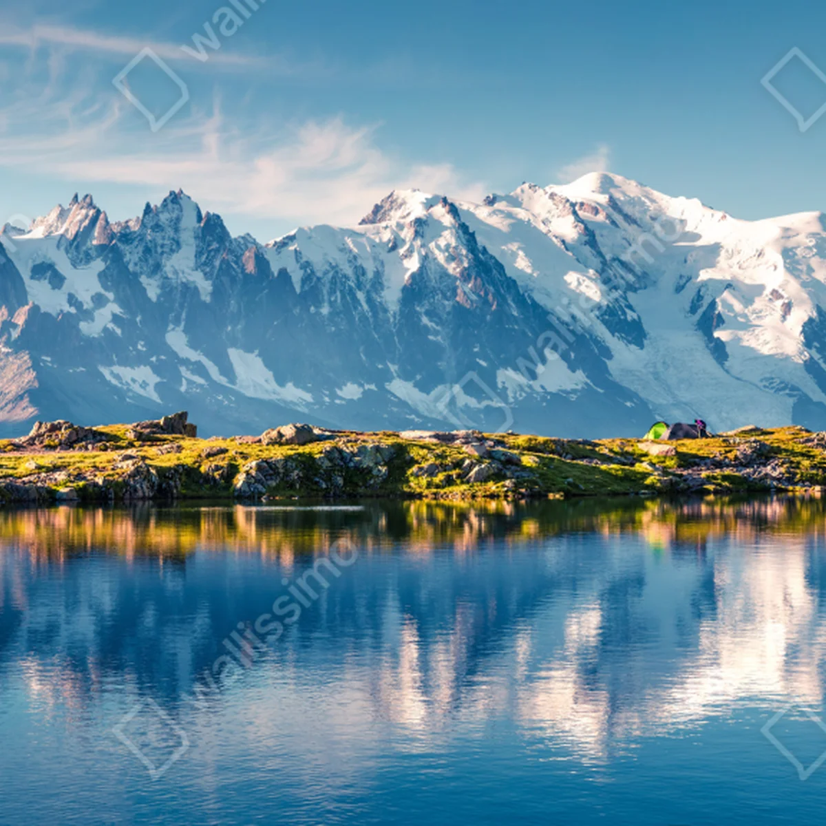 Tischaufkleber und Schreibtischaufkleber panorama von Mont Blanc über dem Lac Blanc • Tischaufkleber bei Wallnifity® Tischaufkleber und Schreibtischaufkleber panorama von Mont Blanc über dem Lac Blanc • Tischaufkleber bei Wallnifity®