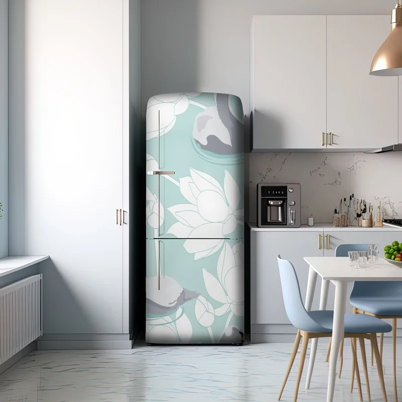 Kühlschrankaufkleber sanfte schwäne und lotusblumen