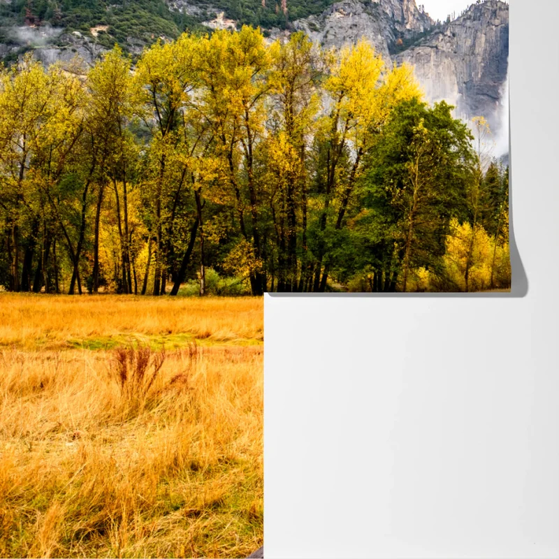 Fototapete herbstlicher steg zum wasserfall Fototapete herbstlicher steg zum wasserfall