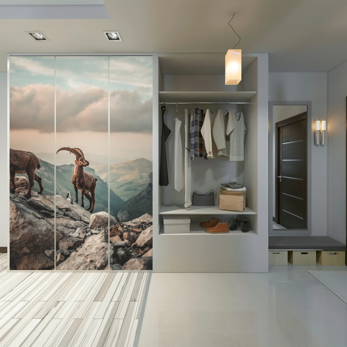 Schrankaufkleber alpensteinbock auf felsigem kamm Schrankaufkleber alpensteinbock auf felsigem kamm