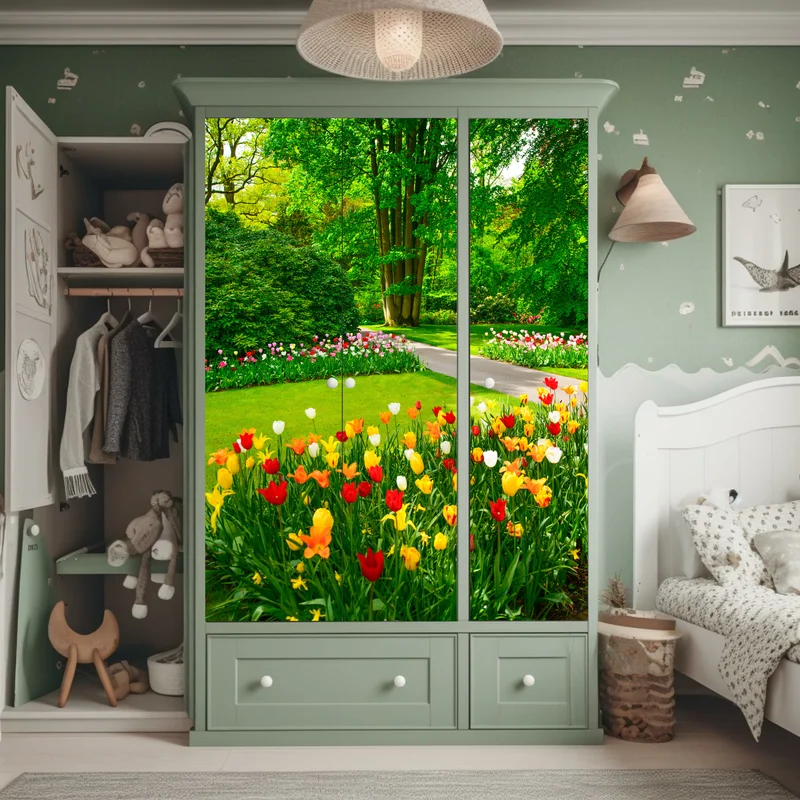 Schrankaufkleber lebendiger tulpengarten in Keukenhof