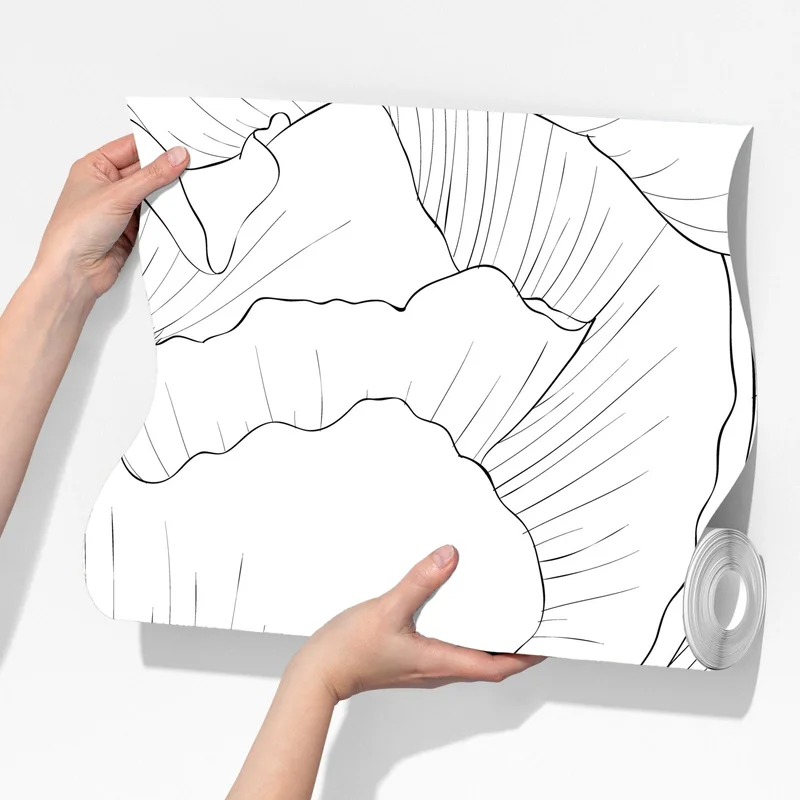 Fototapete feine botanische linienzeichnung mit blumen Fototapete feine botanische linienzeichnung mit blumen