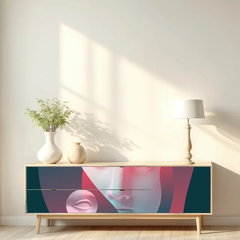 Repositionierbarer Aufkleber surreales klassisches gesicht im duoton