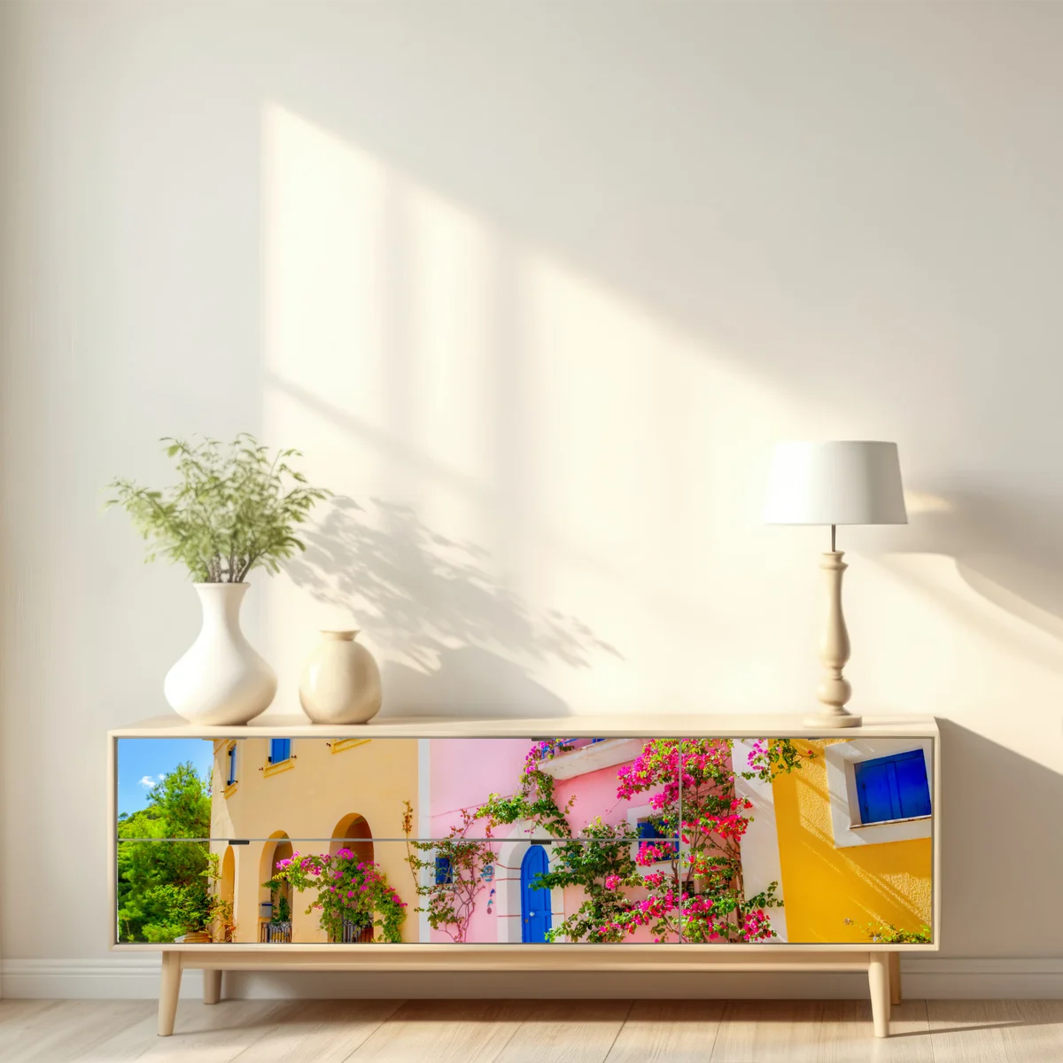 Repositionierbarer Aufkleber bunte straße auf Kefalonia Repositionierbarer Aufkleber bunte straße auf Kefalonia