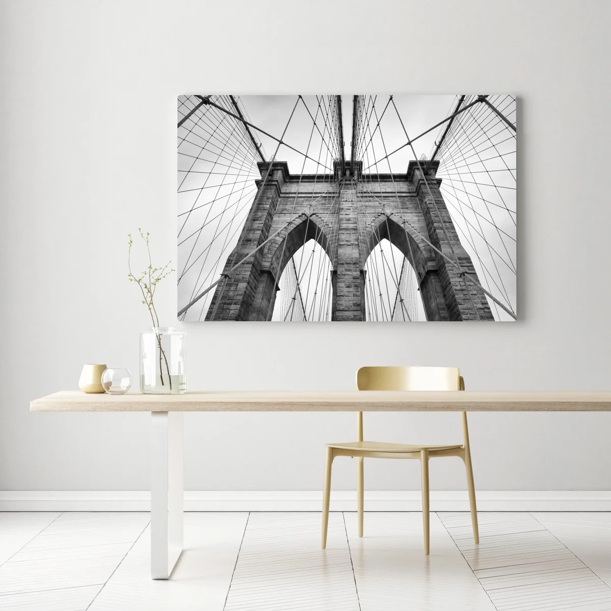 Leinwandbild monochrome hängebrücke aus grafischer perspektive • Leinwandbilder bei Wallnifity® Leinwandbild monochrome hängebrücke aus grafischer perspektive • Leinwandbilder bei Wallnifity®
