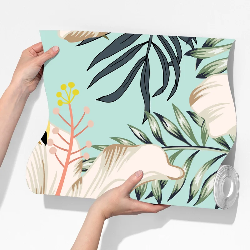 Fototapete tropisches muster mit tukan und blumen Fototapete tropisches muster mit tukan und blumen