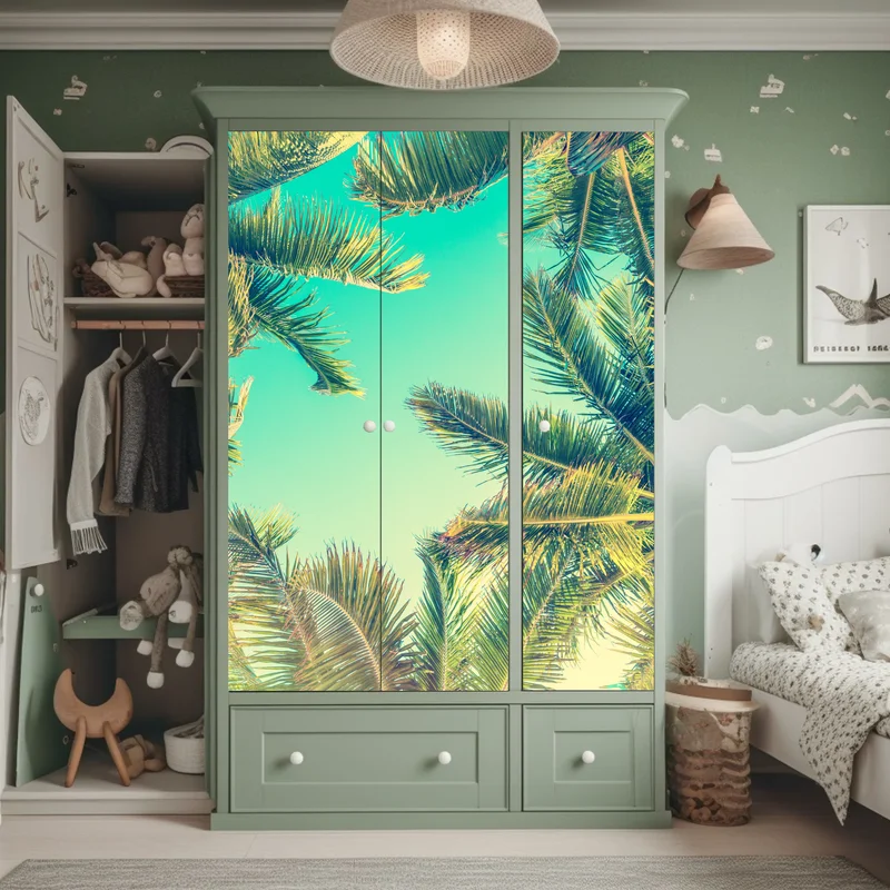 Schrankaufkleber vintage türkis palmenhimmel