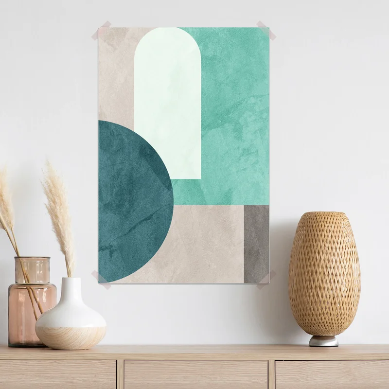 Poster sanfte türkise geometrische komposition • Poster bei Wallnifity® Poster sanfte türkise geometrische komposition • Poster bei Wallnifity®