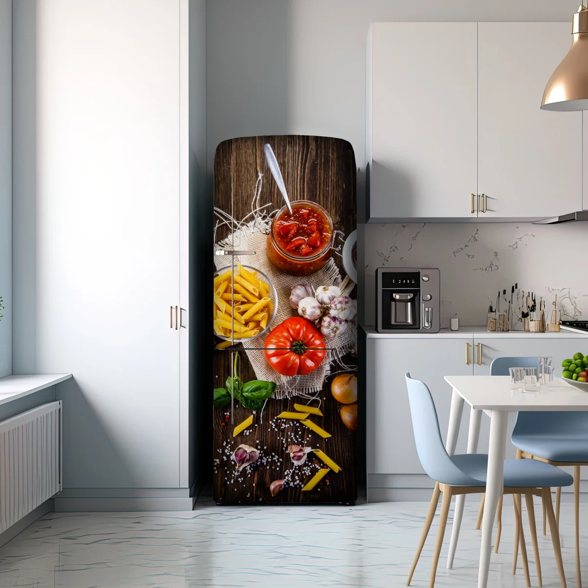 Kühlschrankaufkleber rustikales italienisches pasta-arrangement Kühlschrankaufkleber rustikales italienisches pasta-arrangement