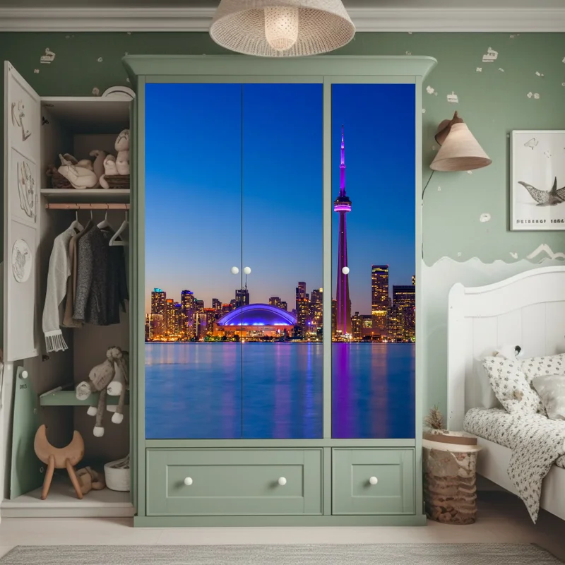 Schrankaufkleber Toronto skyline bei dämmerung Schrankaufkleber Toronto skyline bei dämmerung