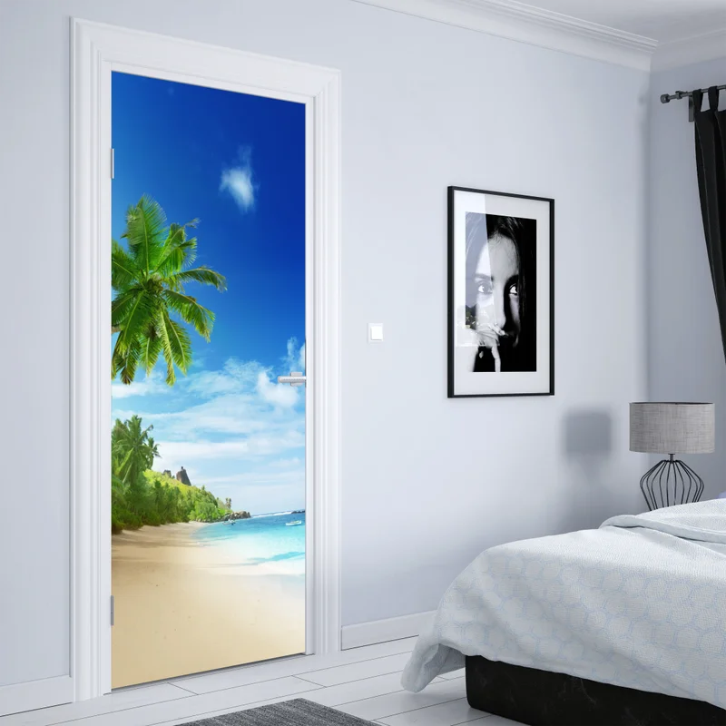 Türaufkleber sonnenuntergang am strand von Mahe, Seychellen Türaufkleber sonnenuntergang am strand von Mahe, Seychellen