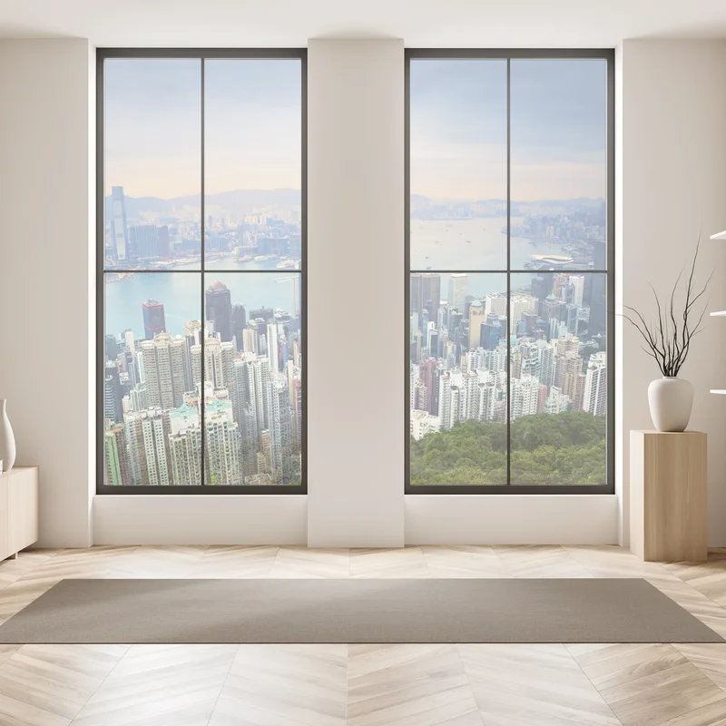 Fensteraufkleber Hong Kong stadtpanorama bei dämmerung Fensteraufkleber Hong Kong stadtpanorama bei dämmerung