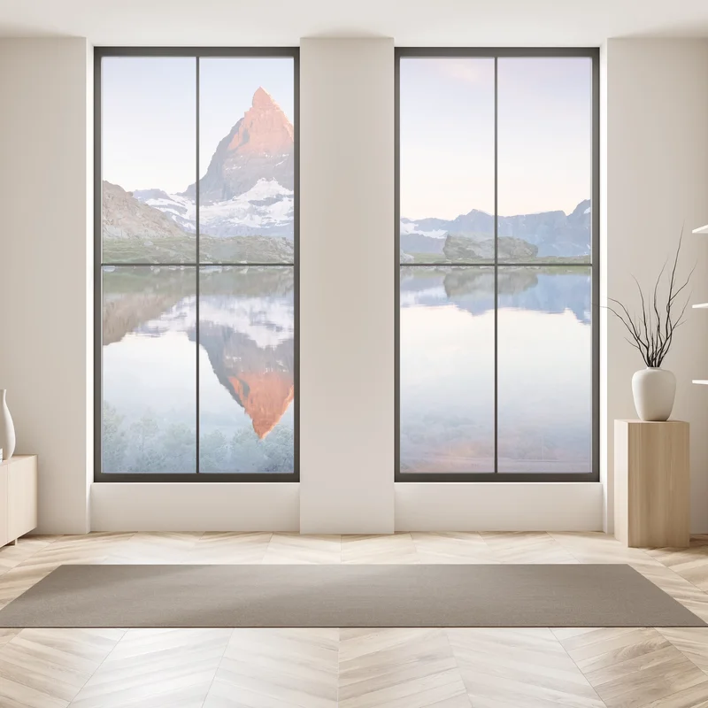 Fensteraufkleber Matterhorn bei sonnenaufgang über dem alpensee