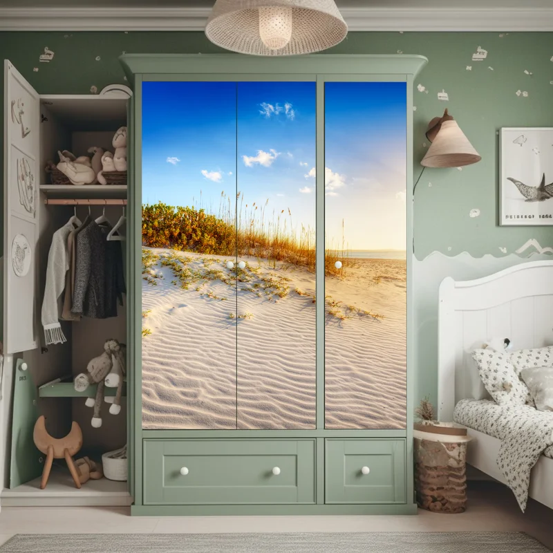 Schrankaufkleber sonnenuntergang über sanddünen von Grace Bay