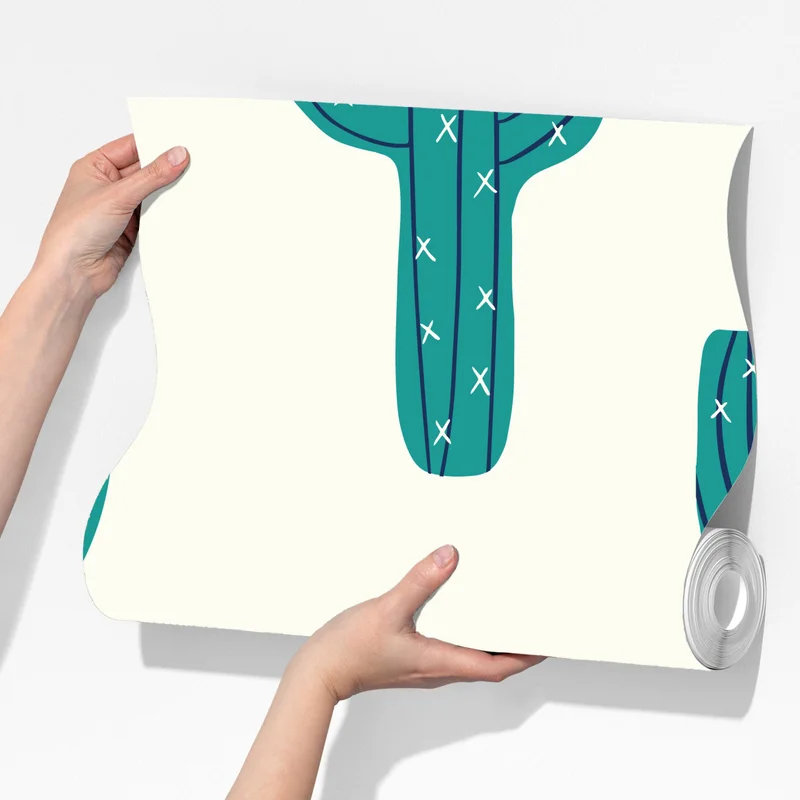 Fototapete verspieltes türkis kaktusmuster Fototapete verspieltes türkis kaktusmuster