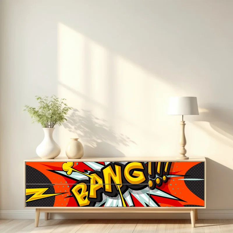 Repositionierbarer Aufkleber comic-explosion im pop-art-stil Repositionierbarer Aufkleber comic-explosion im pop-art-stil