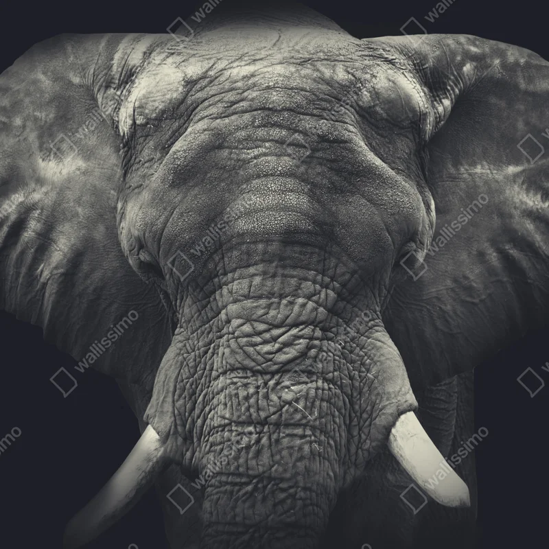 Fototapete majestätisches elefantenportrait in monochrom Fototapete majestätisches elefantenportrait in monochrom