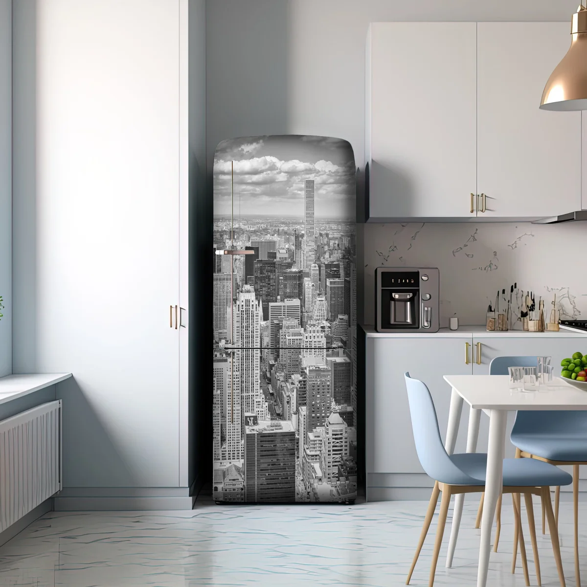 Kühlschrankaufkleber panorama von New York in schwarzweiß Kühlschrankaufkleber panorama von New York in schwarzweiß