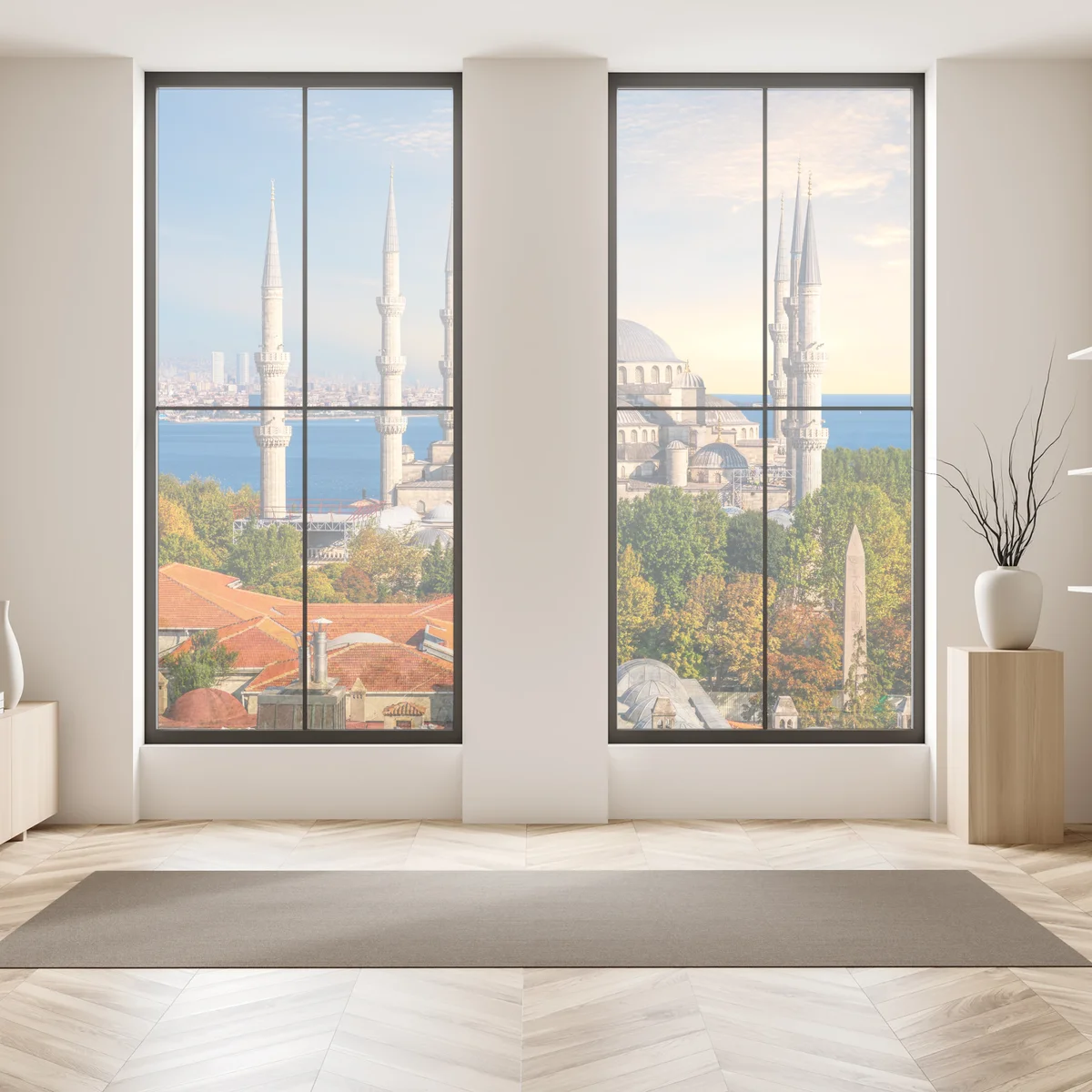 Fensteraufkleber Istanbul mit der Blauen Moschee bei Sonnenuntergang Fensteraufkleber Istanbul mit der Blauen Moschee bei Sonnenuntergang