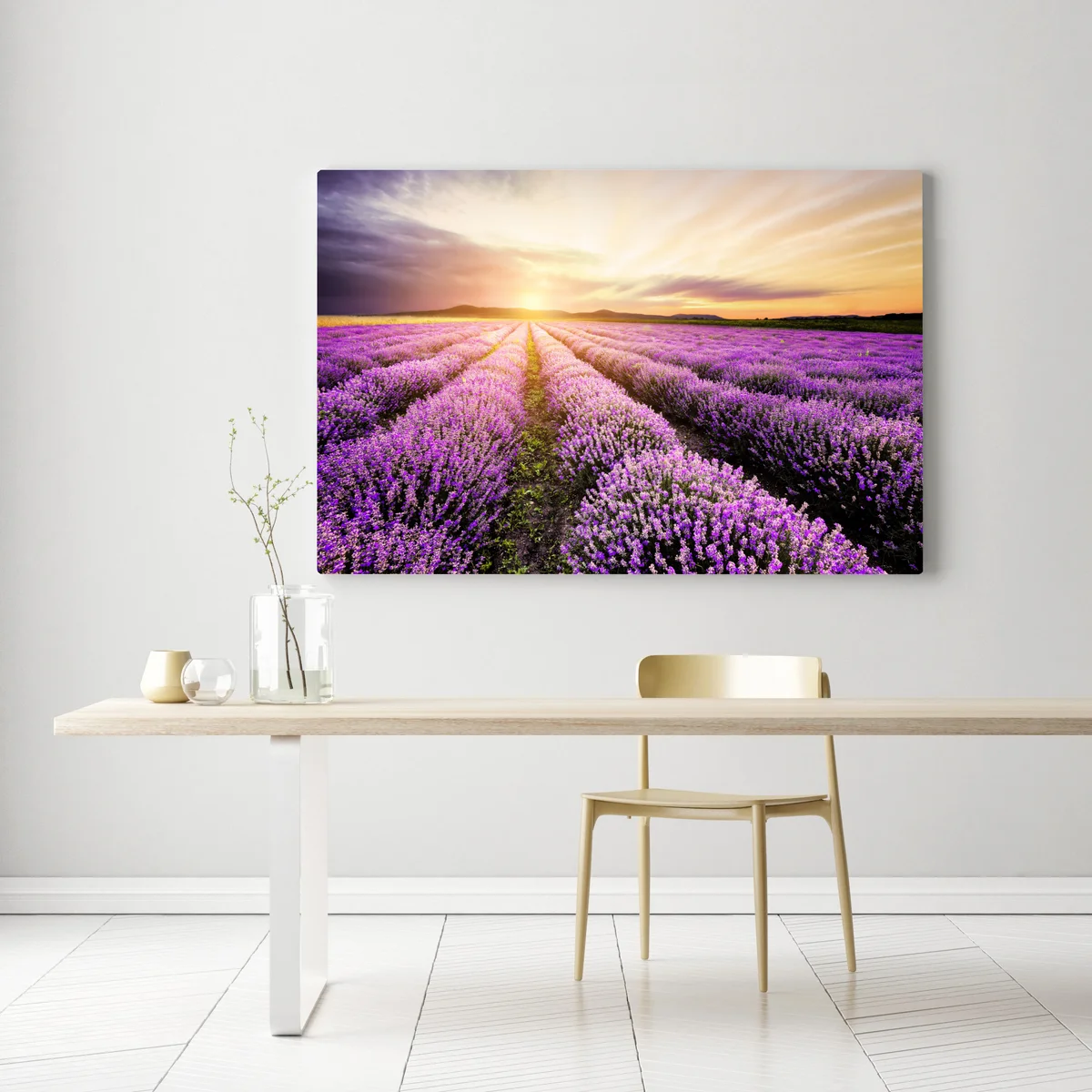 Leinwandbild sonnenaufgang über lavendelfeldern Leinwandbild sonnenaufgang über lavendelfeldern