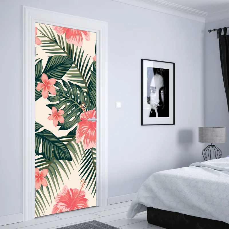 Türaufkleber tropisches hibiskusmuster