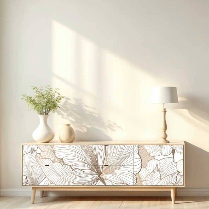 Repositionierbarer Aufkleber zarte beige blumenillustration