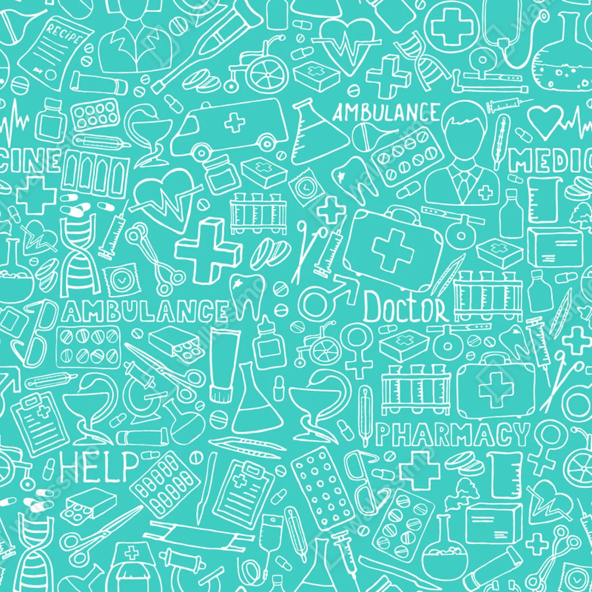 Fototapete türkises nahtloses muster mit medizinischen icons Fototapete türkises nahtloses muster mit medizinischen icons