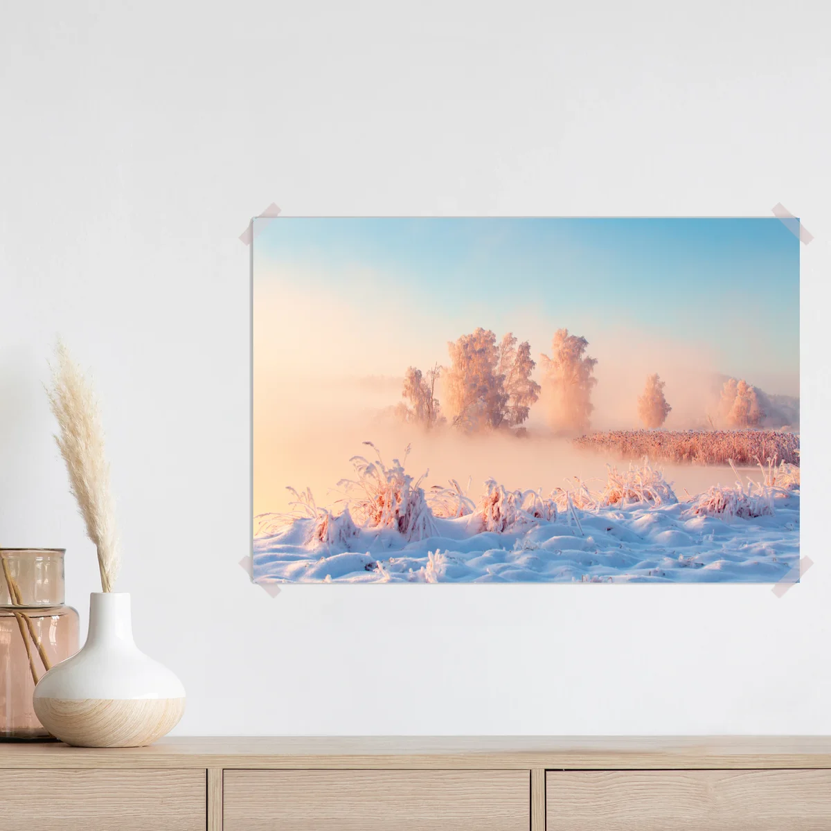 Poster winterlicher sonnenaufgang über einer frostigen wiese Poster winterlicher sonnenaufgang über einer frostigen wiese