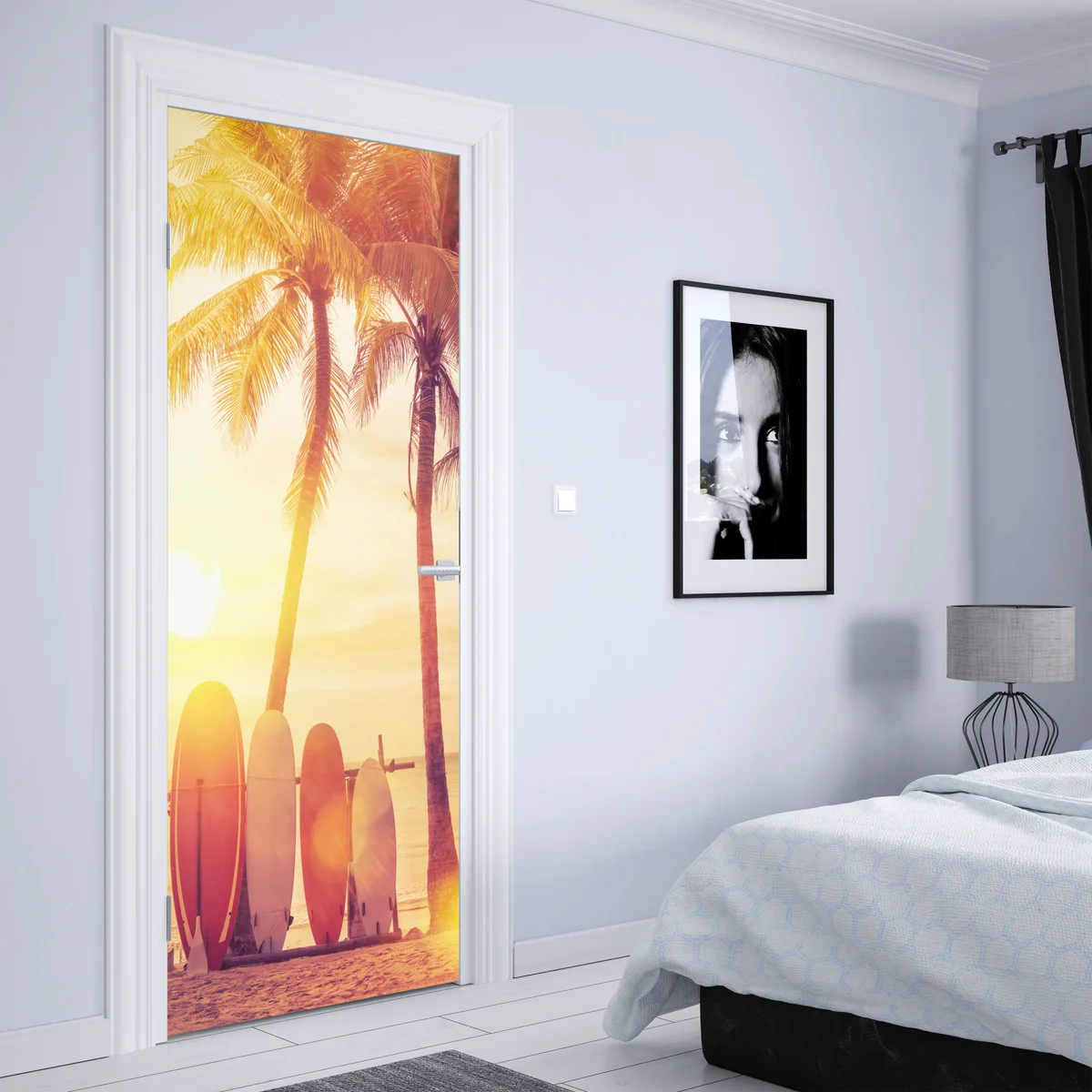 Türaufkleber tropischer sonnenuntergang mit surfboards Türaufkleber tropischer sonnenuntergang mit surfboards