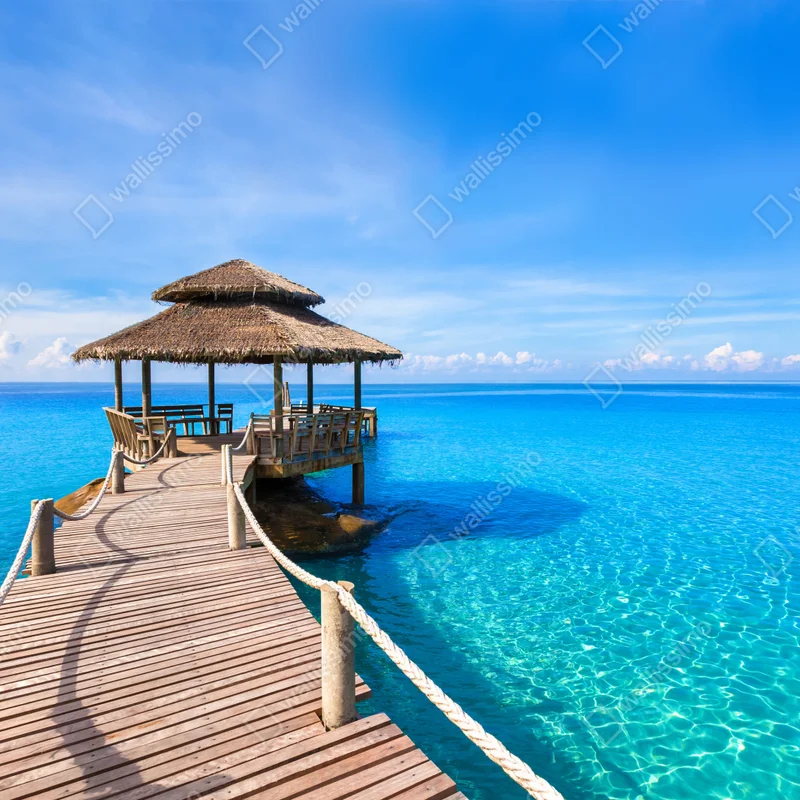 Fototapeta tropikalny pomost nad turkusowym morzem Fototapeta tropikalny pomost nad turkusowym morzem