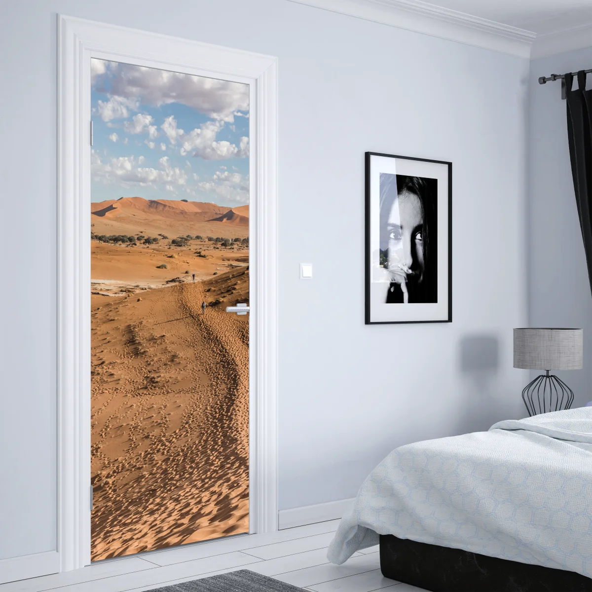 Türaufkleber weite wüstendünen unter blauem himmel Türaufkleber weite wüstendünen unter blauem himmel