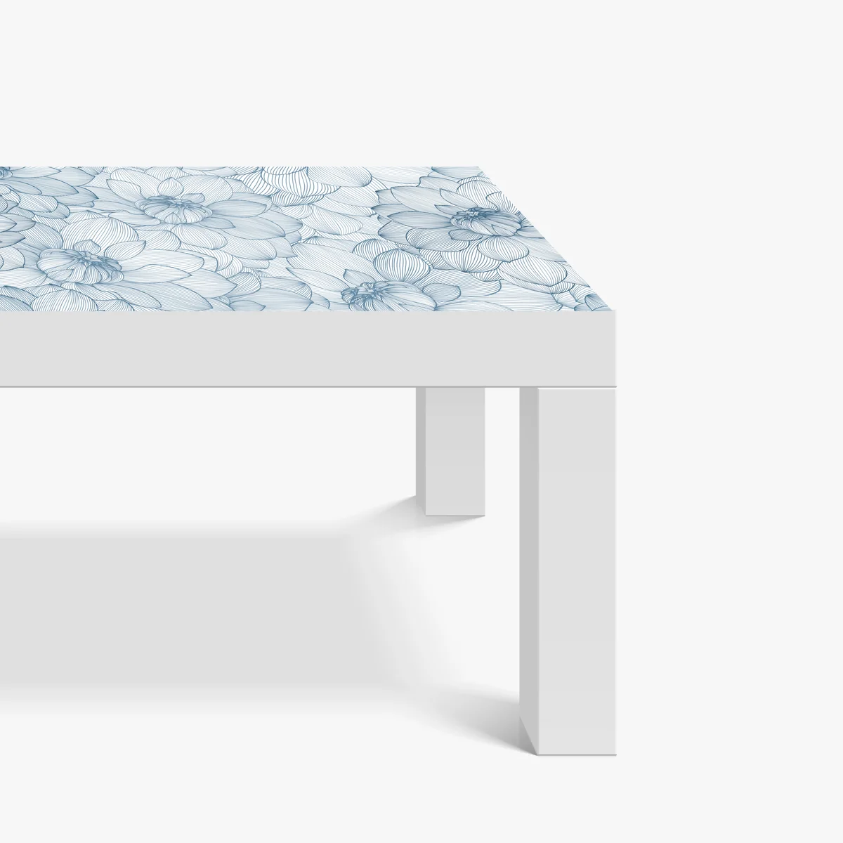 Tischaufkleber und Schreibtischaufkleber zartes blaues blumenlinienmuster Tischaufkleber und Schreibtischaufkleber zartes blaues blumenlinienmuster