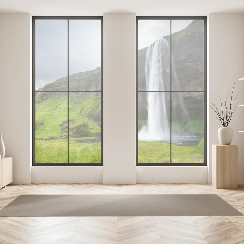 Naklejka na okno efektowny wodospad przy Seljalandsfoss, Islandia