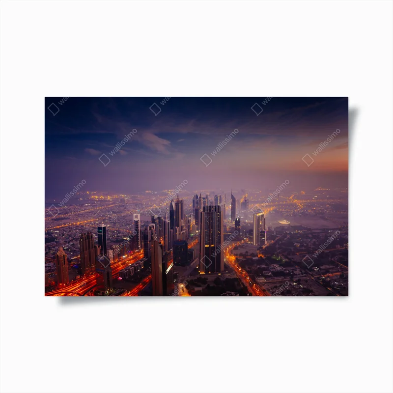 Poster abendliche stadtskyline mit leuchtenden lichtern • Poster bei Wallnifity® Poster abendliche stadtskyline mit leuchtenden lichtern • Poster bei Wallnifity®