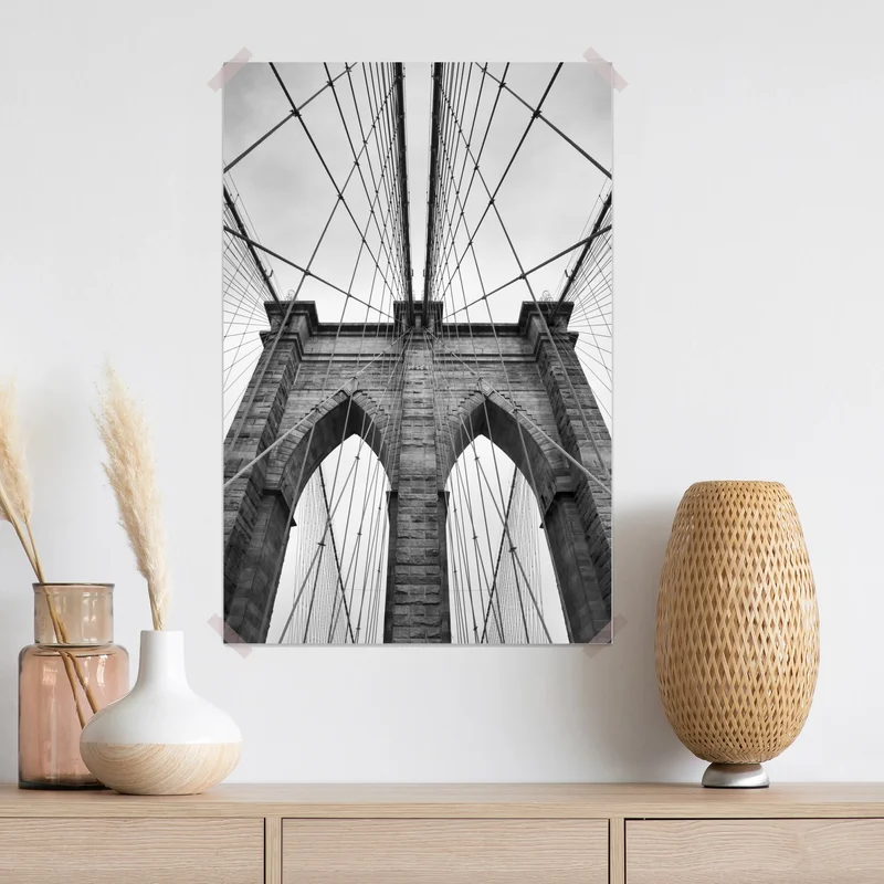 Poster perspektive der Brooklyn Bridge in monochrom Poster perspektive der Brooklyn Bridge in monochrom