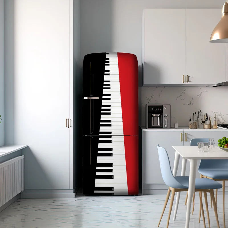 Kühlschrankaufkleber schwarz-rotes klavier-tastatur motiv