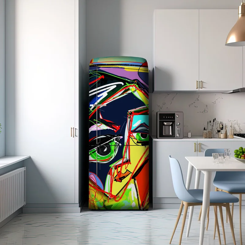 Kühlschrankaufkleber farbenfrohes abstraktes gesichtsporträt