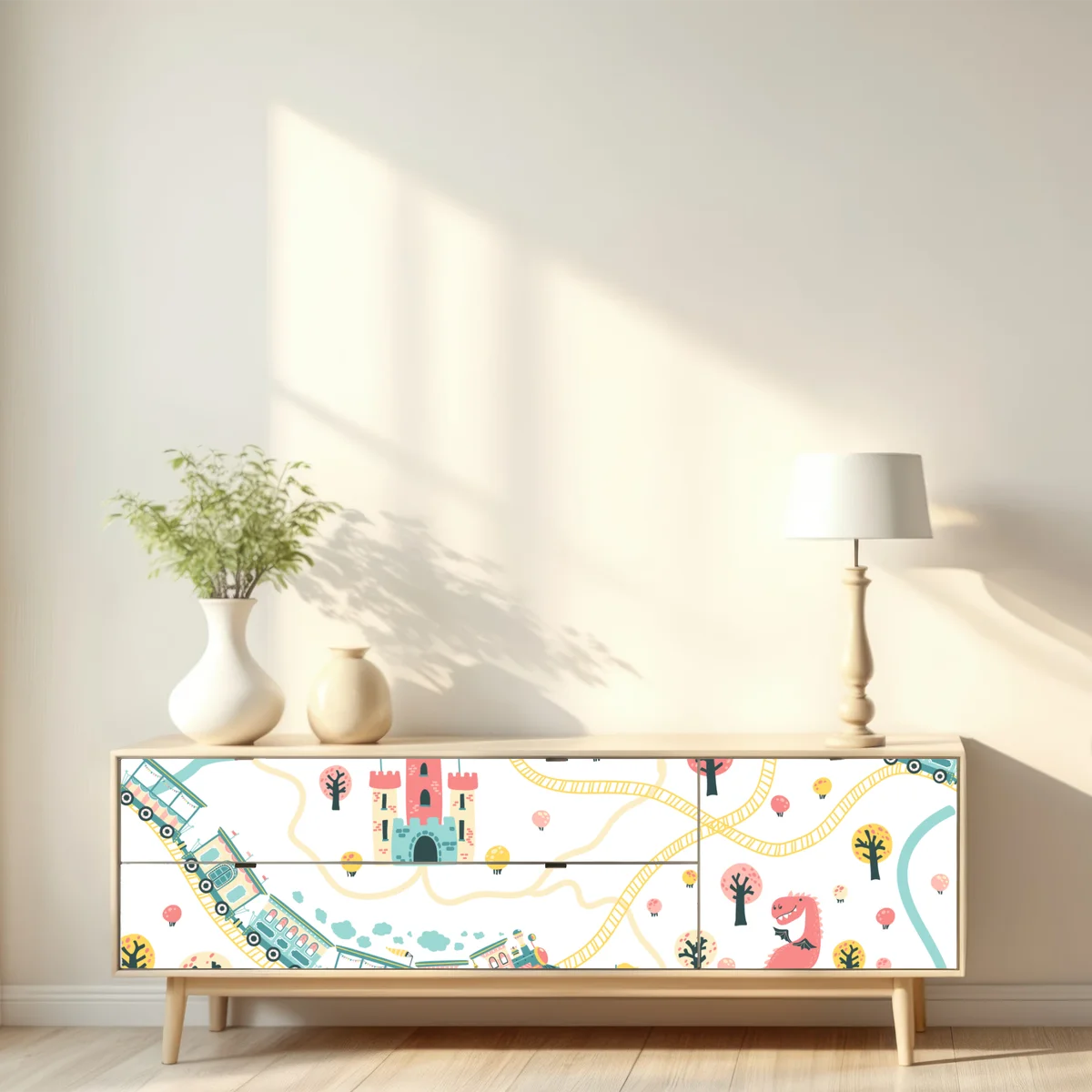 Repositionierbarer Aufkleber pastell abenteuerkarte für kinder Repositionierbarer Aufkleber pastell abenteuerkarte für kinder