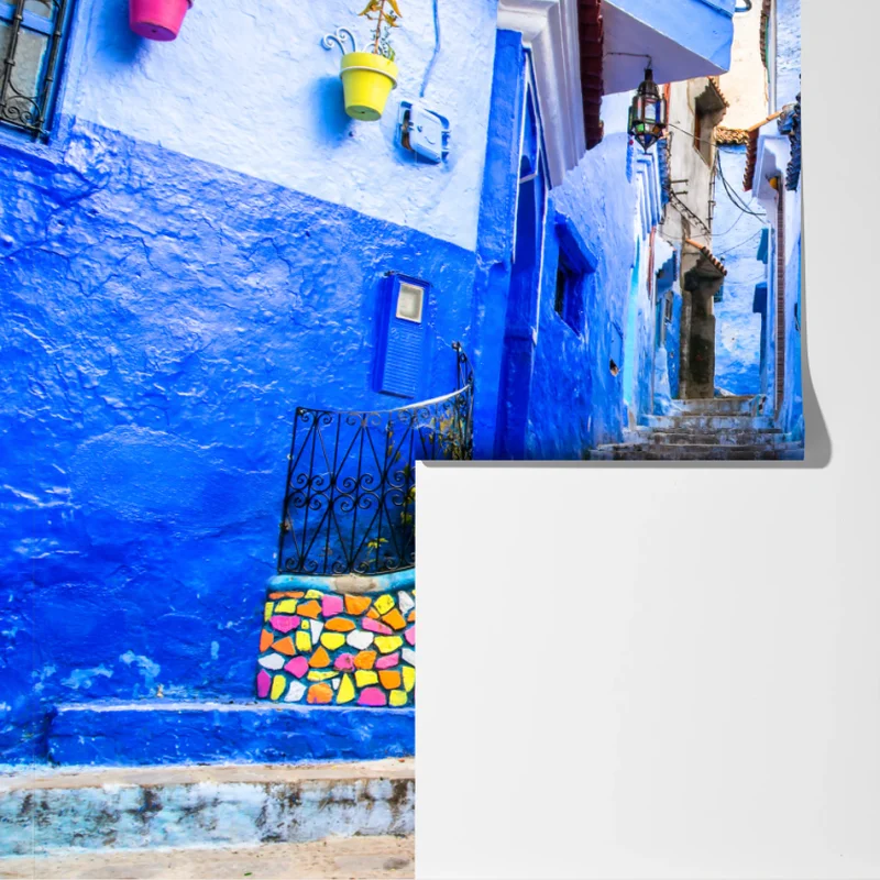 Fototapeta niebieska uliczka w Chefchaouen, Maroko Fototapeta niebieska uliczka w Chefchaouen, Maroko