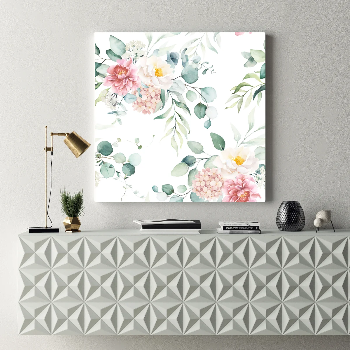 Leinwandbild zarter aquarellblumenstrauß Leinwandbild zarter aquarellblumenstrauß