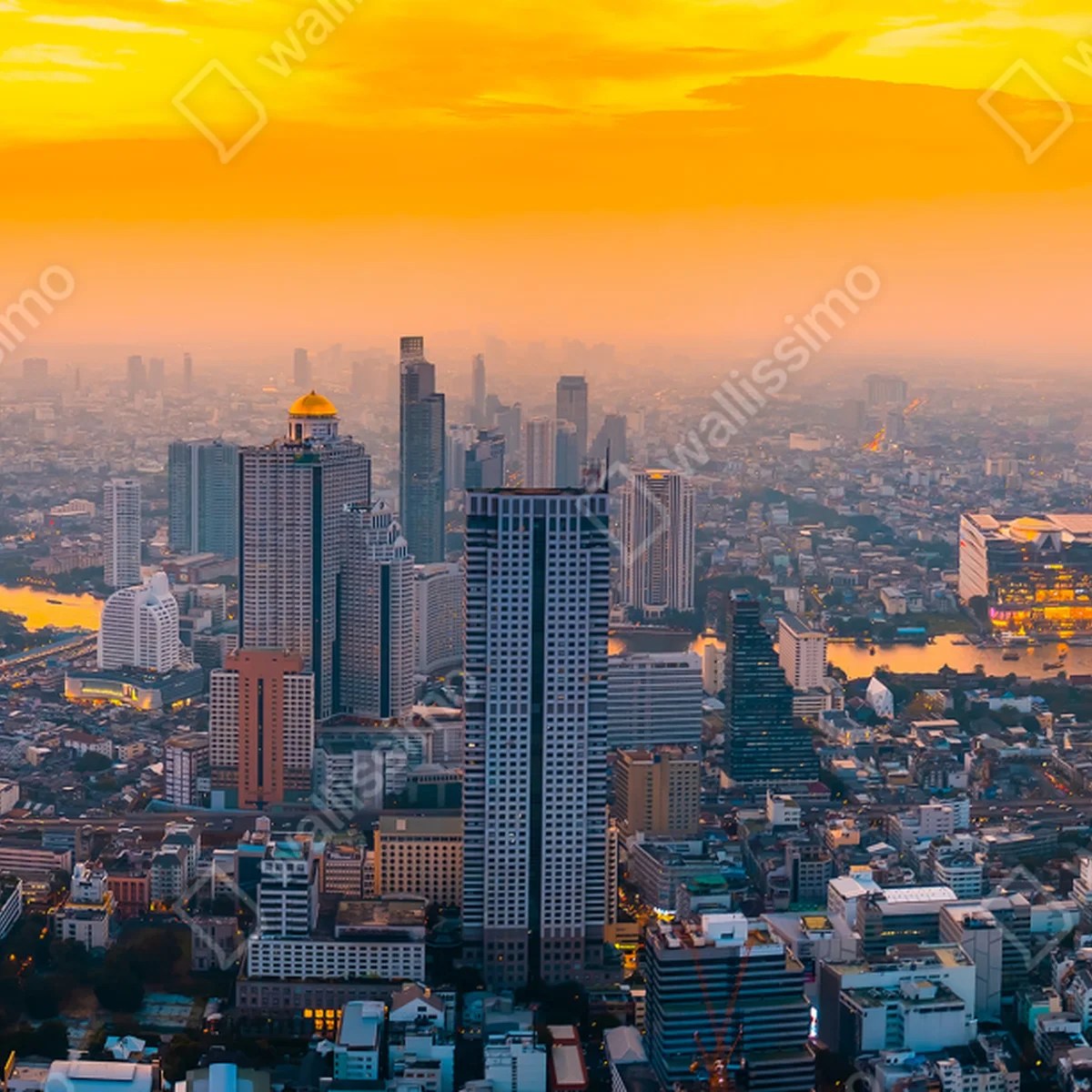 Poster goldene stadtsilhouette bei sonnenuntergang • Poster bei Wallnifity® Poster goldene stadtsilhouette bei sonnenuntergang • Poster bei Wallnifity®