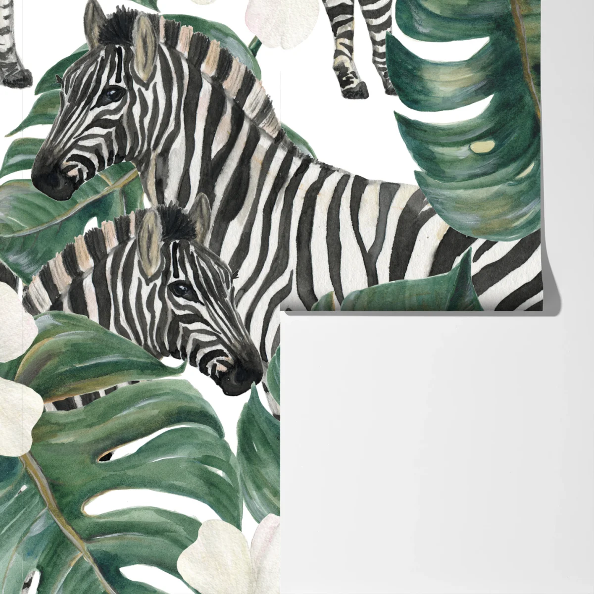 Fototapeta tropikalny wzór z zebrą i monsterą Fototapeta tropikalny wzór z zebrą i monsterą